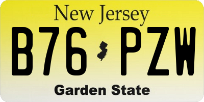 NJ license plate B76PZW