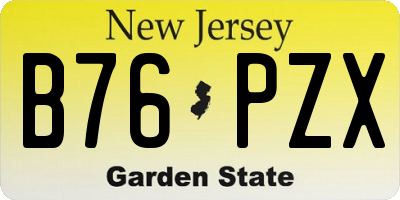NJ license plate B76PZX