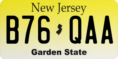 NJ license plate B76QAA