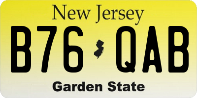 NJ license plate B76QAB