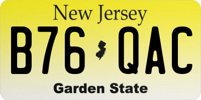 NJ license plate B76QAC