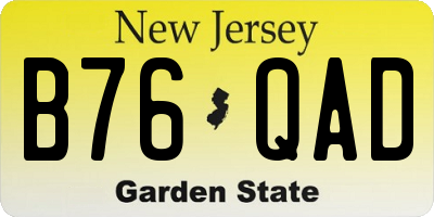 NJ license plate B76QAD