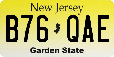 NJ license plate B76QAE
