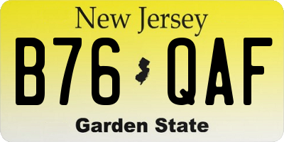 NJ license plate B76QAF