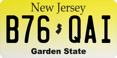 NJ license plate B76QAI