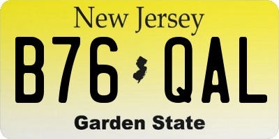 NJ license plate B76QAL
