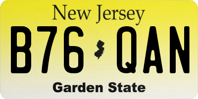 NJ license plate B76QAN