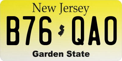 NJ license plate B76QAO
