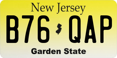 NJ license plate B76QAP