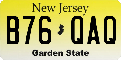 NJ license plate B76QAQ
