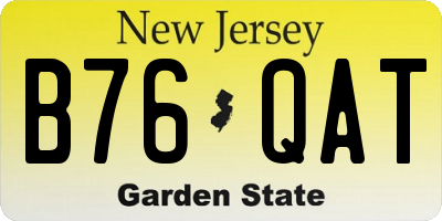 NJ license plate B76QAT