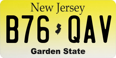 NJ license plate B76QAV