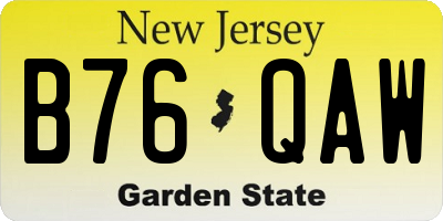 NJ license plate B76QAW