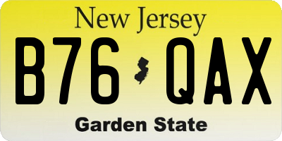 NJ license plate B76QAX