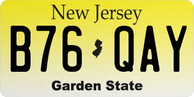 NJ license plate B76QAY