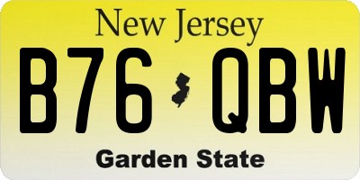 NJ license plate B76QBW