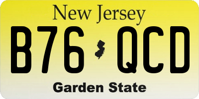NJ license plate B76QCD