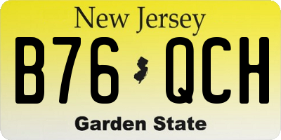 NJ license plate B76QCH