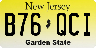 NJ license plate B76QCI