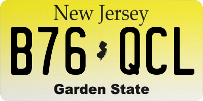 NJ license plate B76QCL