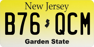 NJ license plate B76QCM
