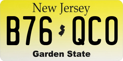 NJ license plate B76QCO