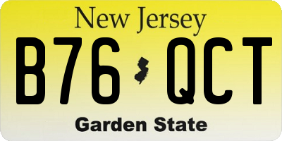 NJ license plate B76QCT