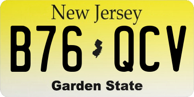 NJ license plate B76QCV