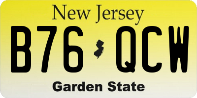 NJ license plate B76QCW