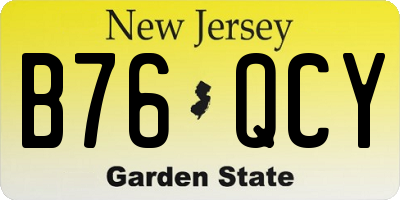 NJ license plate B76QCY