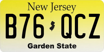 NJ license plate B76QCZ