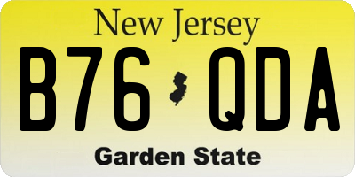 NJ license plate B76QDA