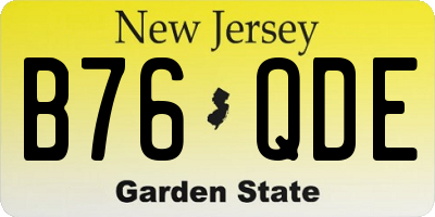 NJ license plate B76QDE
