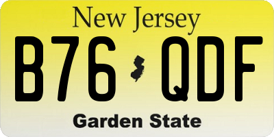 NJ license plate B76QDF