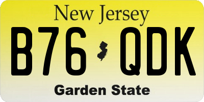 NJ license plate B76QDK