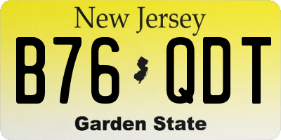 NJ license plate B76QDT