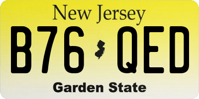 NJ license plate B76QED