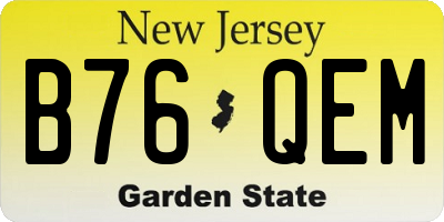 NJ license plate B76QEM