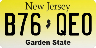 NJ license plate B76QEO