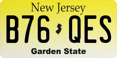 NJ license plate B76QES