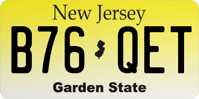 NJ license plate B76QET