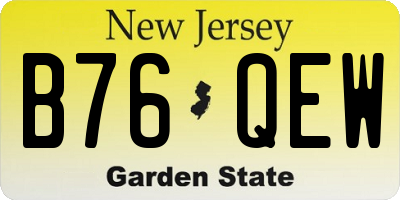 NJ license plate B76QEW
