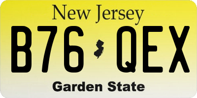 NJ license plate B76QEX