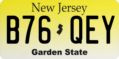 NJ license plate B76QEY