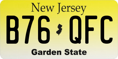NJ license plate B76QFC