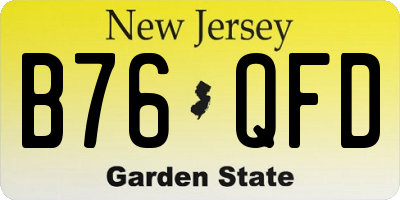 NJ license plate B76QFD