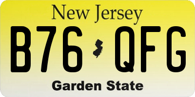 NJ license plate B76QFG