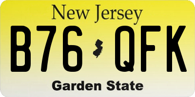 NJ license plate B76QFK