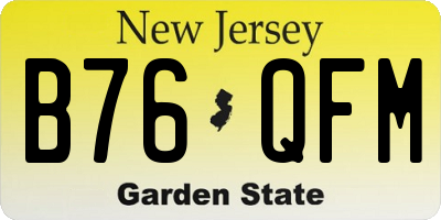 NJ license plate B76QFM
