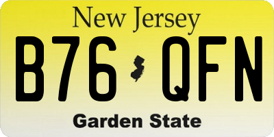 NJ license plate B76QFN